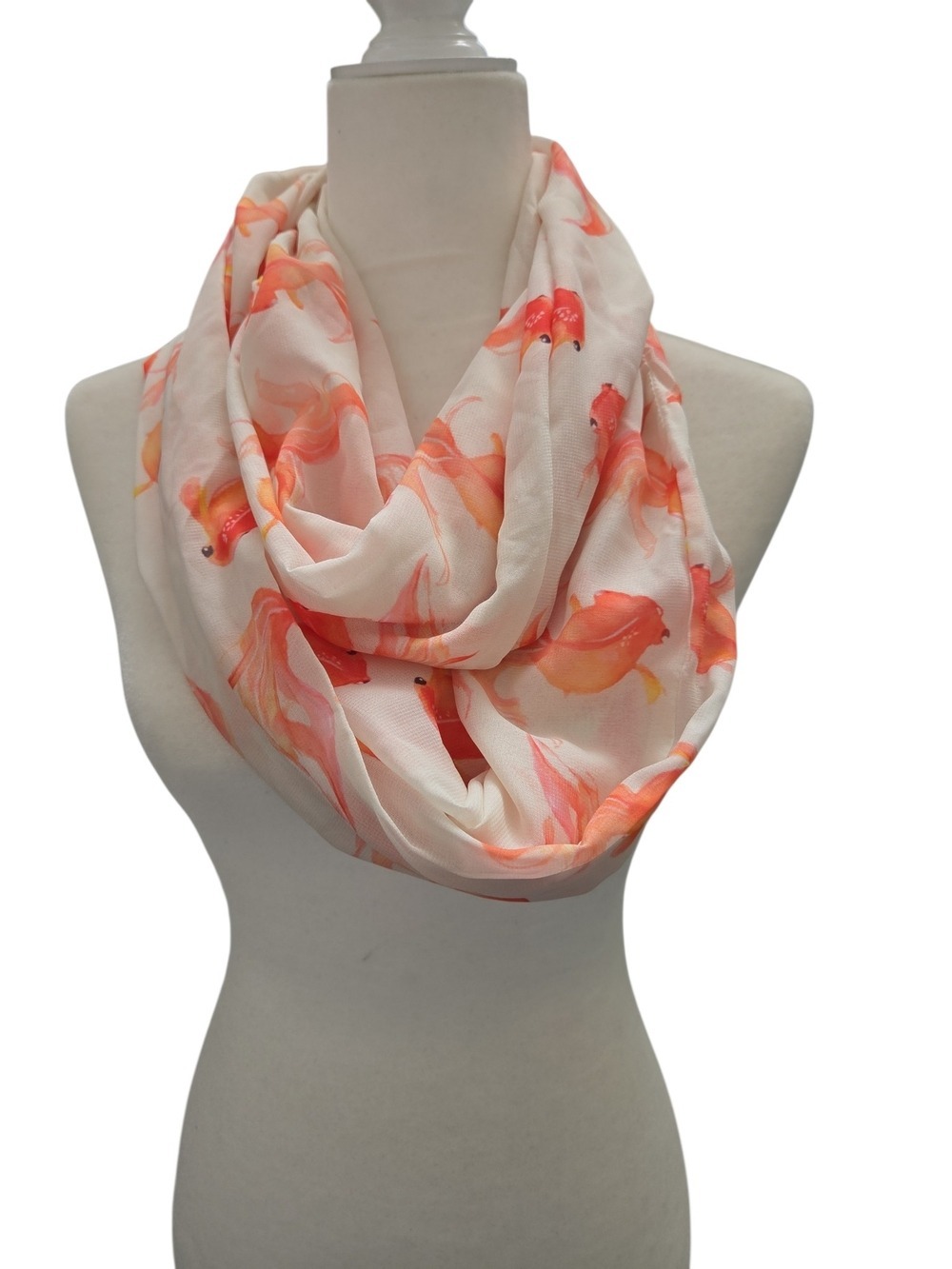 White Infinity Scarf Fish Print - Picture 2 of 5
